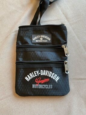 Harley-Davidson Black Crossbody Zip Pouch with Red Accent